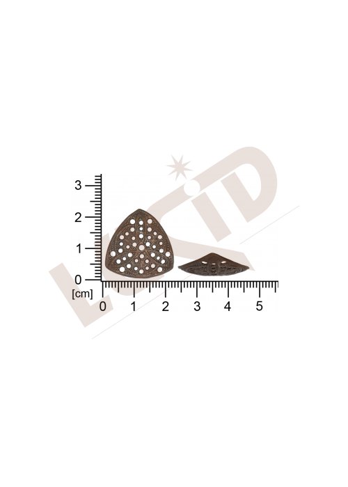 Filigrán, tvarový výlisek, trojúhelník bez oček  prořezávaný